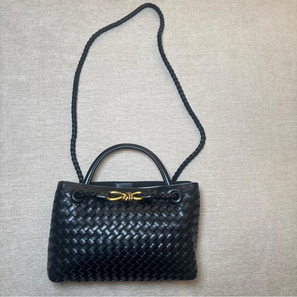 Elegant Black Woven Handbag